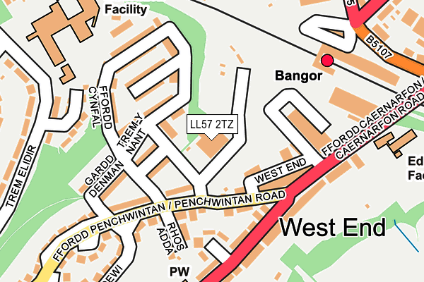 LL57 2TZ map - OS OpenMap – Local (Ordnance Survey)