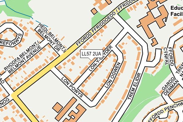 LL57 2UA map - OS OpenMap – Local (Ordnance Survey)