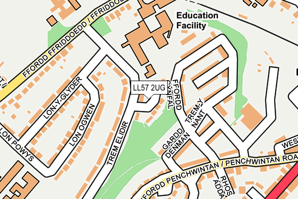 LL57 2UG map - OS OpenMap – Local (Ordnance Survey)