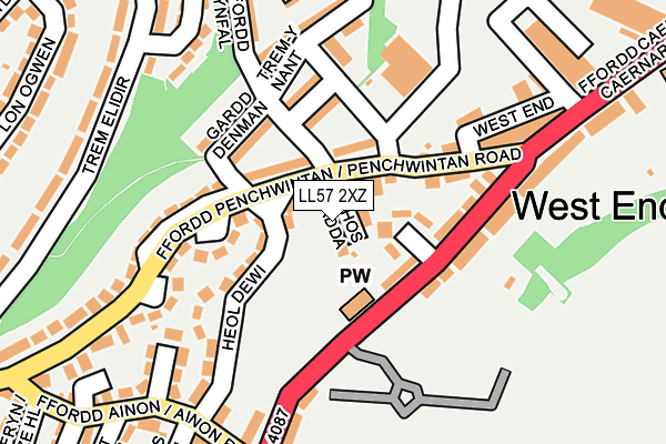 LL57 2XZ map - OS OpenMap – Local (Ordnance Survey)