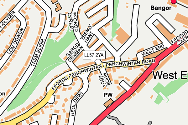 LL57 2YA map - OS OpenMap – Local (Ordnance Survey)