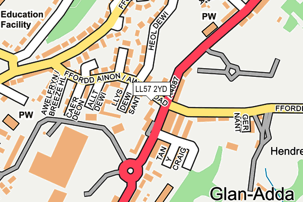 LL57 2YD map - OS OpenMap – Local (Ordnance Survey)