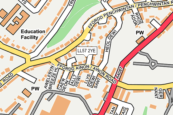 LL57 2YE map - OS OpenMap – Local (Ordnance Survey)