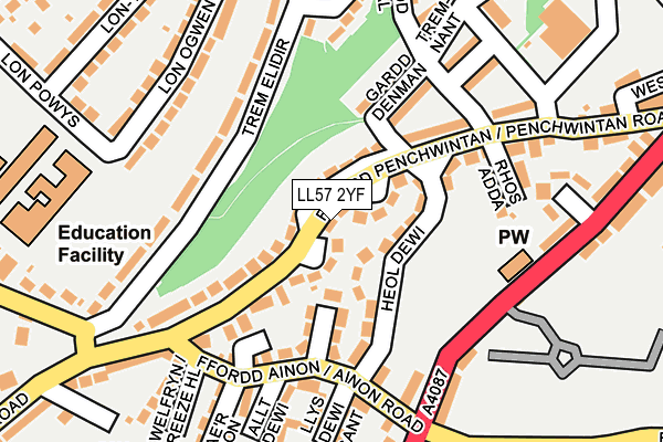 LL57 2YF map - OS OpenMap – Local (Ordnance Survey)