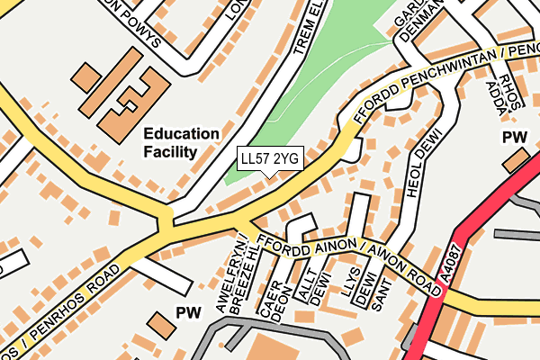 LL57 2YG map - OS OpenMap – Local (Ordnance Survey)