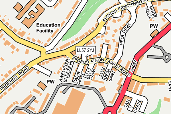 LL57 2YJ map - OS OpenMap – Local (Ordnance Survey)