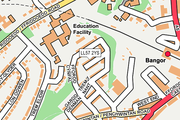 LL57 2YS map - OS OpenMap – Local (Ordnance Survey)