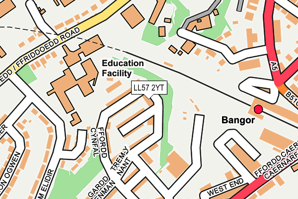 LL57 2YT map - OS OpenMap – Local (Ordnance Survey)