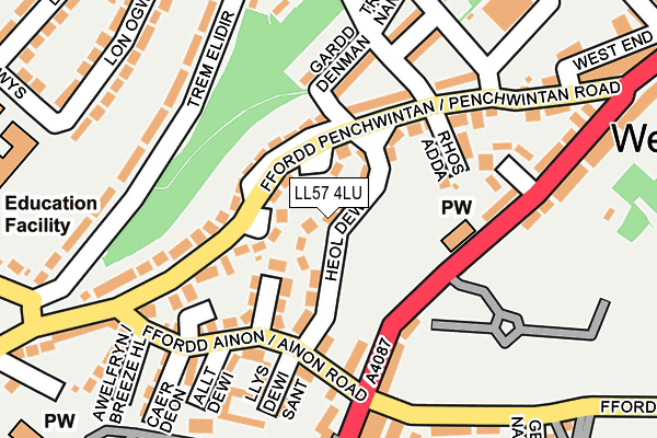 LL57 4LU map - OS OpenMap – Local (Ordnance Survey)