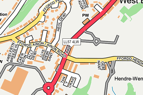 LL57 4LW map - OS OpenMap – Local (Ordnance Survey)