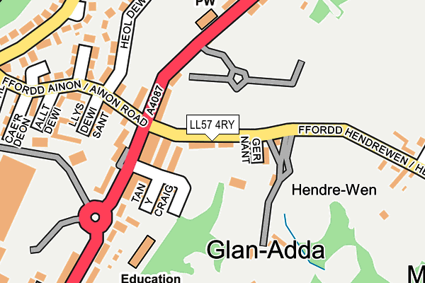 LL57 4RY map - OS OpenMap – Local (Ordnance Survey)