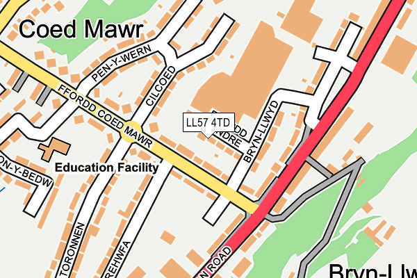 LL57 4TD map - OS OpenMap – Local (Ordnance Survey)