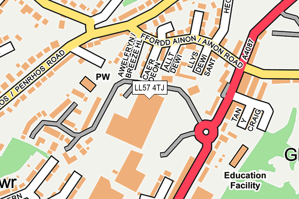 LL57 4TJ map - OS OpenMap – Local (Ordnance Survey)