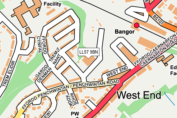 LL57 9BN map - OS OpenMap – Local (Ordnance Survey)