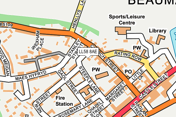LL58 8AE map - OS OpenMap – Local (Ordnance Survey)