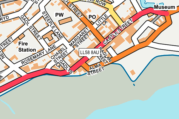 LL58 8AU map - OS OpenMap – Local (Ordnance Survey)