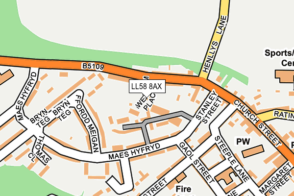 LL58 8AX map - OS OpenMap – Local (Ordnance Survey)
