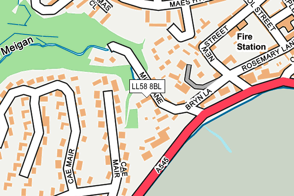 LL58 8BL map - OS OpenMap – Local (Ordnance Survey)