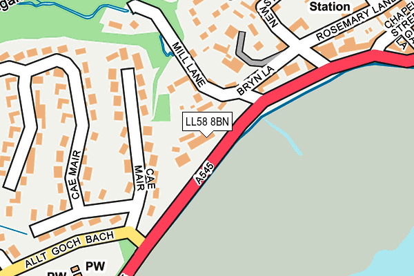 LL58 8BN map - OS OpenMap – Local (Ordnance Survey)