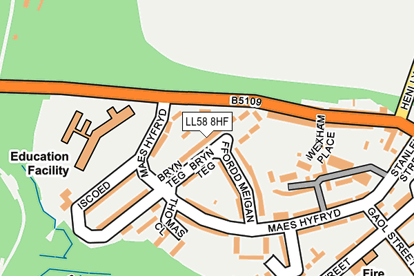 LL58 8HF map - OS OpenMap – Local (Ordnance Survey)