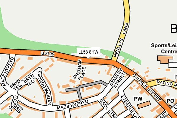 LL58 8HW map - OS OpenMap – Local (Ordnance Survey)