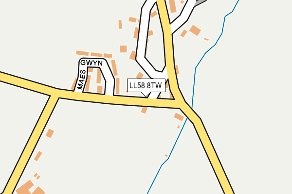 LL58 8TW map - OS OpenMap – Local (Ordnance Survey)