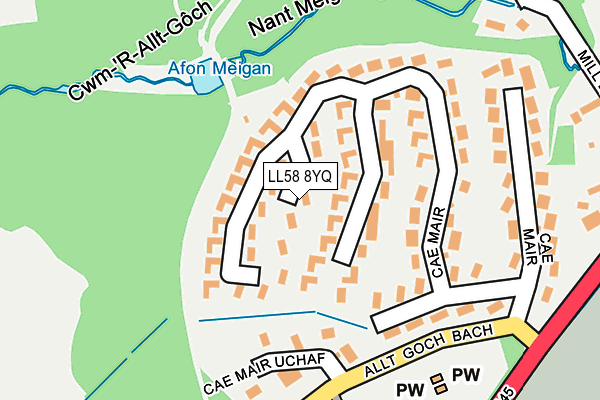 LL58 8YQ map - OS OpenMap – Local (Ordnance Survey)