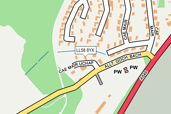 LL58 8YX map - OS OpenMap – Local (Ordnance Survey)