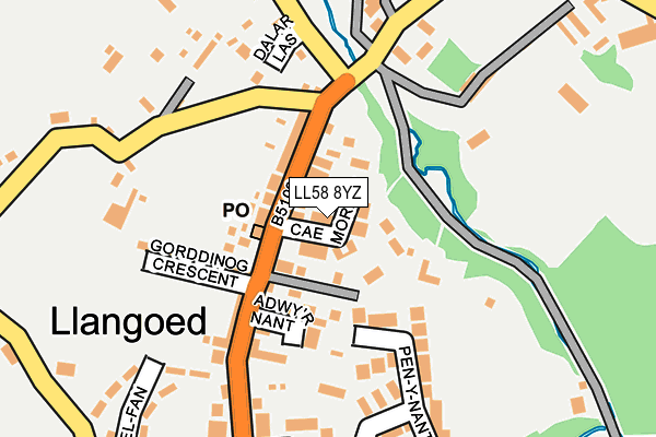 LL58 8YZ map - OS OpenMap – Local (Ordnance Survey)