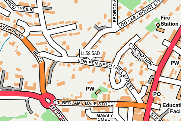LL59 5AD map - OS OpenMap – Local (Ordnance Survey)