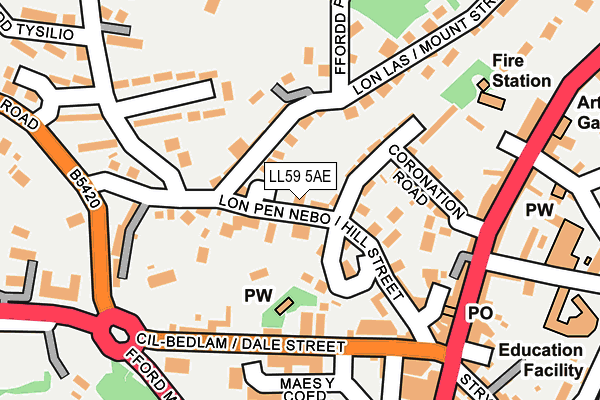 LL59 5AE map - OS OpenMap – Local (Ordnance Survey)