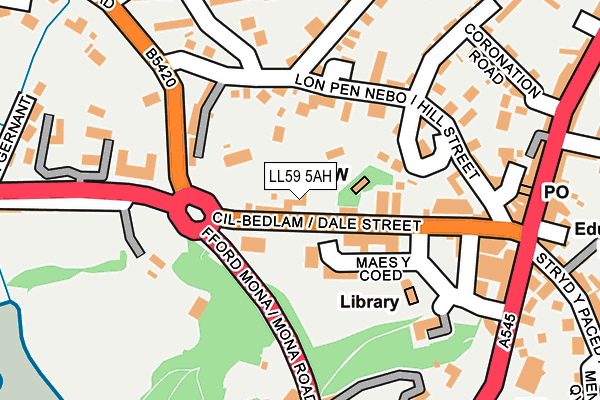 LL59 5AH map - OS OpenMap – Local (Ordnance Survey)