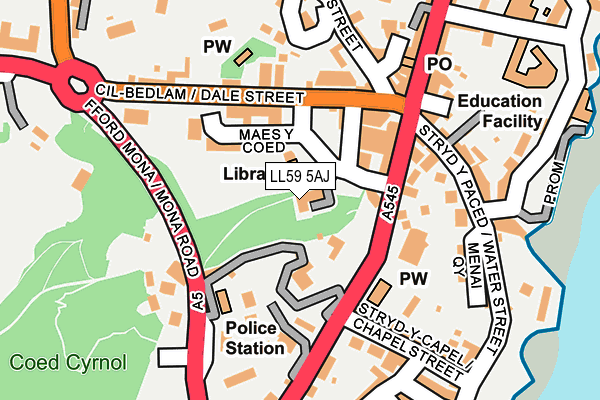 LL59 5AJ map - OS OpenMap – Local (Ordnance Survey)