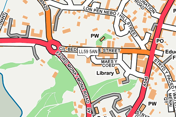 LL59 5AN map - OS OpenMap – Local (Ordnance Survey)