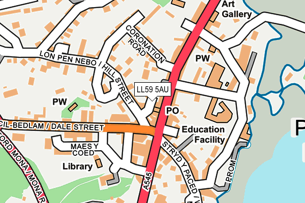 LL59 5AU map - OS OpenMap – Local (Ordnance Survey)