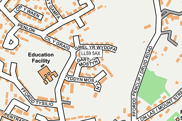 LL59 5AX map - OS OpenMap – Local (Ordnance Survey)
