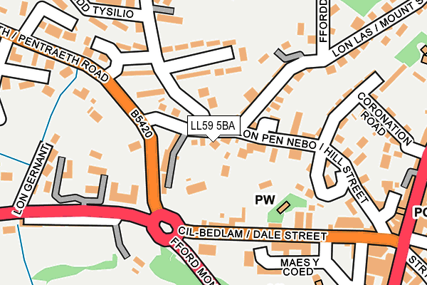 LL59 5BA map - OS OpenMap – Local (Ordnance Survey)