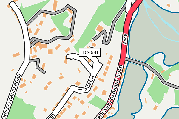 LL59 5BT map - OS OpenMap – Local (Ordnance Survey)