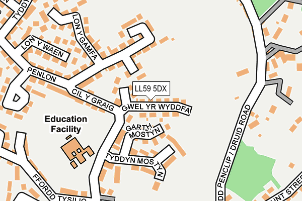 LL59 5DX map - OS OpenMap – Local (Ordnance Survey)