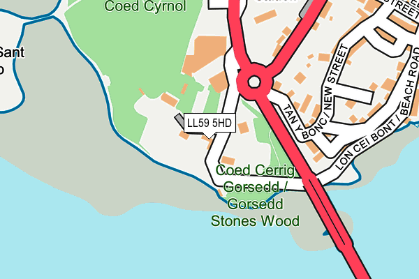 LL59 5HD map - OS OpenMap – Local (Ordnance Survey)