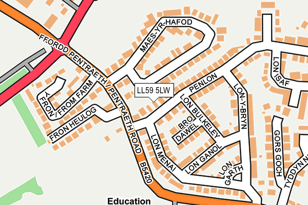 LL59 5LW map - OS OpenMap – Local (Ordnance Survey)