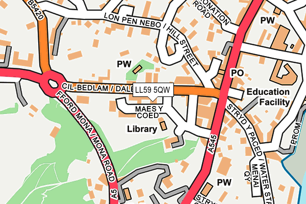 LL59 5QW map - OS OpenMap – Local (Ordnance Survey)