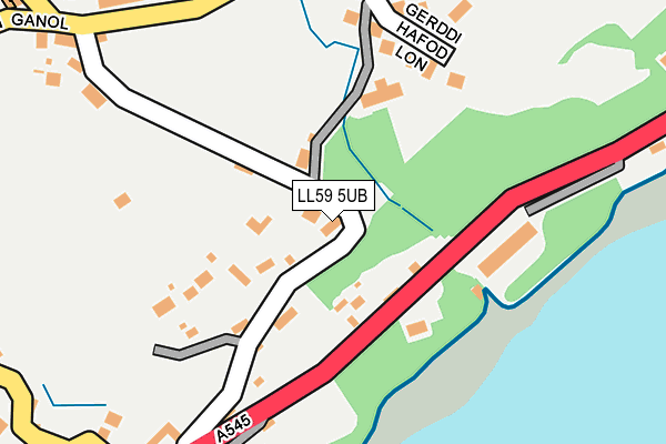 LL59 5UB map - OS OpenMap – Local (Ordnance Survey)