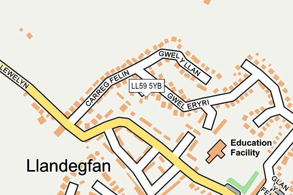 LL59 5YB map - OS OpenMap – Local (Ordnance Survey)
