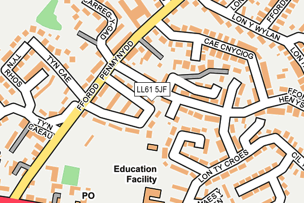 LL61 5JF map - OS OpenMap – Local (Ordnance Survey)