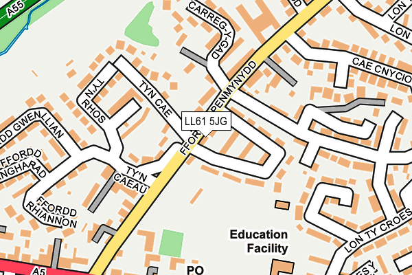 LL61 5JG map - OS OpenMap – Local (Ordnance Survey)