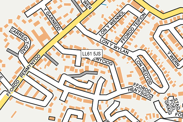 LL61 5JS map - OS OpenMap – Local (Ordnance Survey)