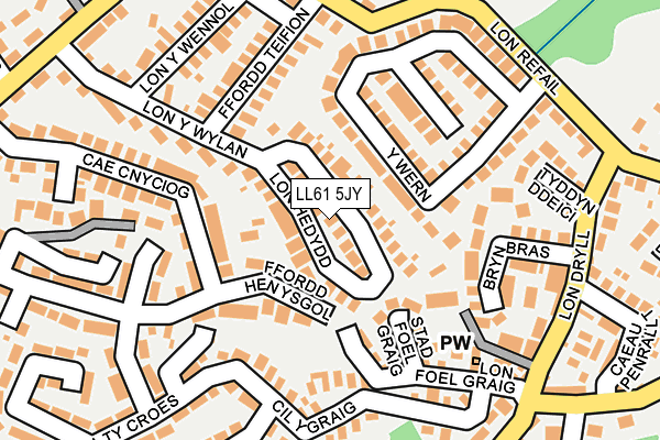 LL61 5JY map - OS OpenMap – Local (Ordnance Survey)