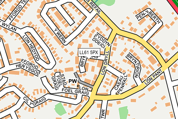 LL61 5PX map - OS OpenMap – Local (Ordnance Survey)