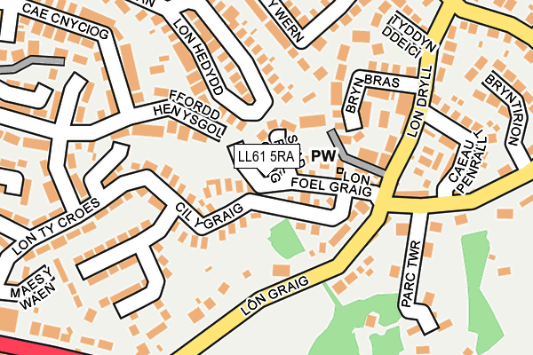 LL61 5RA map - OS OpenMap – Local (Ordnance Survey)